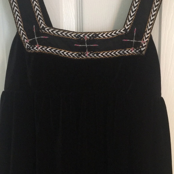 Free People Vintage Black Velvet Embroidered Tunic Slip Dress - XS - Picture 6 of 16